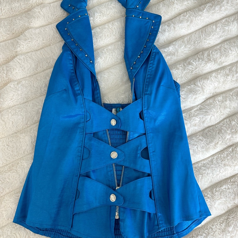 Blue halter top